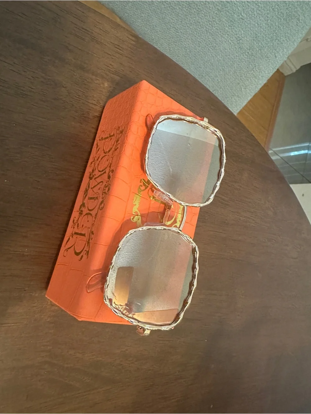 Women's Gold Square Mirrored Oversized Sunglasses